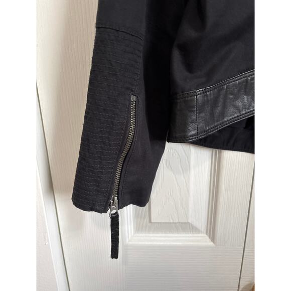 Lucky Brand Leather Moto Jacket Women’s M Goat Leather Cotton Blend Biker Style - Picture 6 of 10